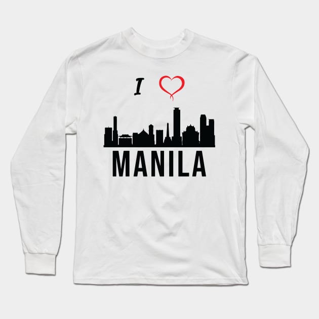 I love Manila Skyline Filipino Culture Philippines Long Sleeve T-Shirt by alltheprints